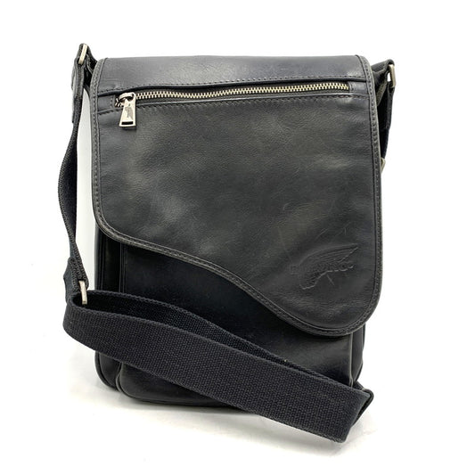 【現状渡し品】【メンズ/レディース】 LEATHER SHOULDER BAG レザー ショルダー バッグ カバン 188-260226-kh-03-izu カラー：ブラック 万代Net店