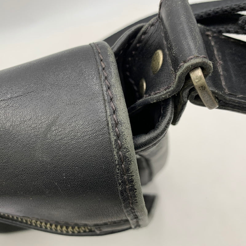 【現状渡し品】【メンズ/レディース】 LEATHER SHOULDER BAG レザー ショルダー バッグ カバン 188-260226-kh-03-izu カラー：ブラック 万代Net店
