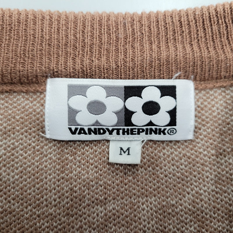 【中古美品】【メンズ】 VANDYTHEPINK ヴァンディーザピンク KNIT ニット 総柄 長袖 トップス 142-260228-as-13-izu サイズ：M カラー：ブラウン系 万代Net店