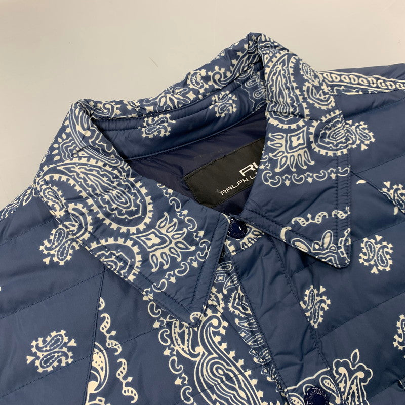 【中古品】【メンズ】 RLX RALPH LAUREN アールエルエックス ラルフローレン 784539049001 PAISLEY QUILTING DOWN JACKET ペイズリー キルティング ダウン ジャケット アウター 147-260224-cs-01-izu サイズ：M カラー：ブルー×ホワイト 万代Net店