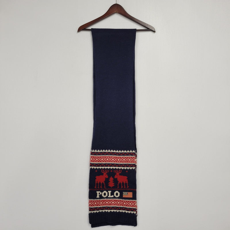 【中古品】【メンズ/レディース】 NORDIC WOOL MUFFLER ノルディック ウール マフラー 187-260303-ya-02-izu カラー：ネイビー 万代Net店