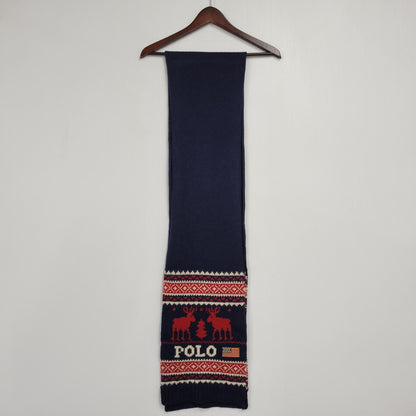 【中古品】【メンズ/レディース】 NORDIC WOOL MUFFLER ノルディック ウール マフラー 187-260303-ya-02-izu カラー：ネイビー 万代Net店