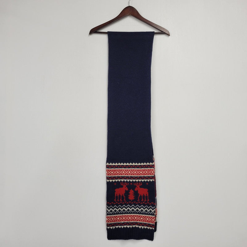 【中古品】【メンズ/レディース】 NORDIC WOOL MUFFLER ノルディック ウール マフラー 187-260303-ya-02-izu カラー：ネイビー 万代Net店
