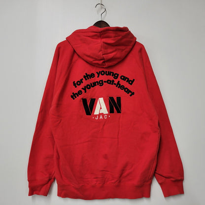 【中古品】【メンズ】 VAN JAC ヴァンヂャケット 045M01-002 BACK ARCH LOGO FULLZIP HOODIE バック アーチ ロゴ フルジップ フーディー トップス パーカー 147-260302-ya-05-izu サイズ：LL カラー：レッド 万代Net店