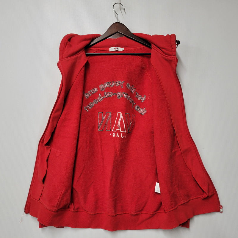 【中古品】【メンズ】 VAN JAC ヴァンヂャケット 045M01-002 BACK ARCH LOGO FULLZIP HOODIE バック アーチ ロゴ フルジップ フーディー トップス パーカー 147-260302-ya-05-izu サイズ：LL カラー：レッド 万代Net店