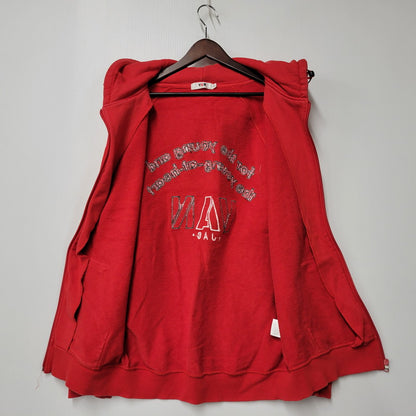 【中古品】【メンズ】 VAN JAC ヴァンヂャケット 045M01-002 BACK ARCH LOGO FULLZIP HOODIE バック アーチ ロゴ フルジップ フーディー トップス パーカー 147-260302-ya-05-izu サイズ：LL カラー：レッド 万代Net店