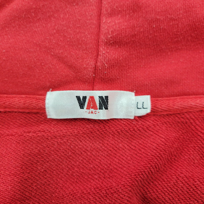 【中古品】【メンズ】 VAN JAC ヴァンヂャケット 045M01-002 BACK ARCH LOGO FULLZIP HOODIE バック アーチ ロゴ フルジップ フーディー トップス パーカー 147-260302-ya-05-izu サイズ：LL カラー：レッド 万代Net店