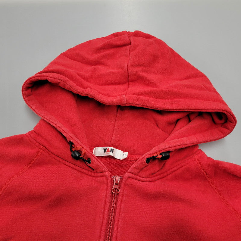 【中古品】【メンズ】 VAN JAC ヴァンヂャケット 045M01-002 BACK ARCH LOGO FULLZIP HOODIE バック アーチ ロゴ フルジップ フーディー トップス パーカー 147-260302-ya-05-izu サイズ：LL カラー：レッド 万代Net店