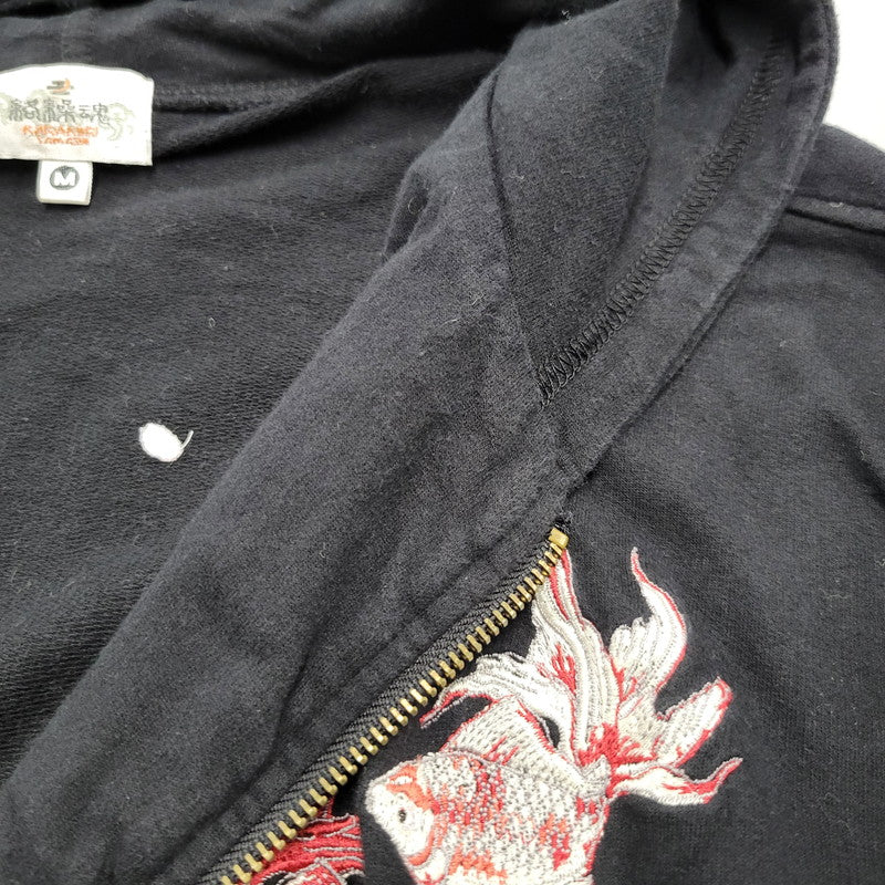 【中古品】【メンズ】 絡繰魂 ZIP UP HOODED SWEATSHIRTジップアップ フーデッド スウェットシャツ トップス パーカー 145-260302-ya-04-izu サイズ：M カラー：BLACK 万代Net店