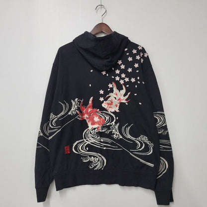 【中古品】【メンズ】 絡繰魂 ZIP UP HOODED SWEATSHIRTジップアップ フーデッド スウェットシャツ トップス パーカー 145-260302-ya-04-izu サイズ：M カラー：BLACK 万代Net店