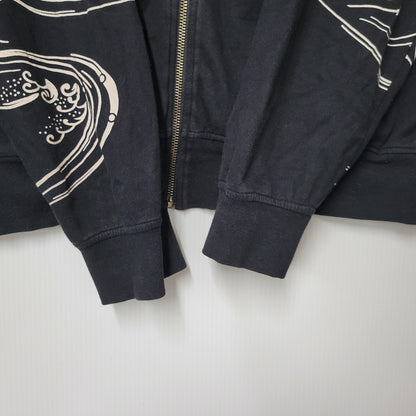 【中古品】【メンズ】 絡繰魂 ZIP UP HOODED SWEATSHIRTジップアップ フーデッド スウェットシャツ トップス パーカー 145-260302-ya-04-izu サイズ：M カラー：BLACK 万代Net店