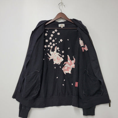 【中古品】【メンズ】 絡繰魂 ZIP UP HOODED SWEATSHIRTジップアップ フーデッド スウェットシャツ トップス パーカー 145-260302-ya-04-izu サイズ：M カラー：BLACK 万代Net店