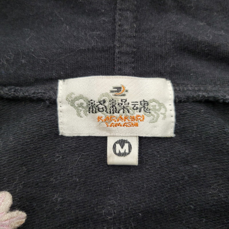 【中古品】【メンズ】 絡繰魂 ZIP UP HOODED SWEATSHIRTジップアップ フーデッド スウェットシャツ トップス パーカー 145-260302-ya-04-izu サイズ：M カラー：BLACK 万代Net店