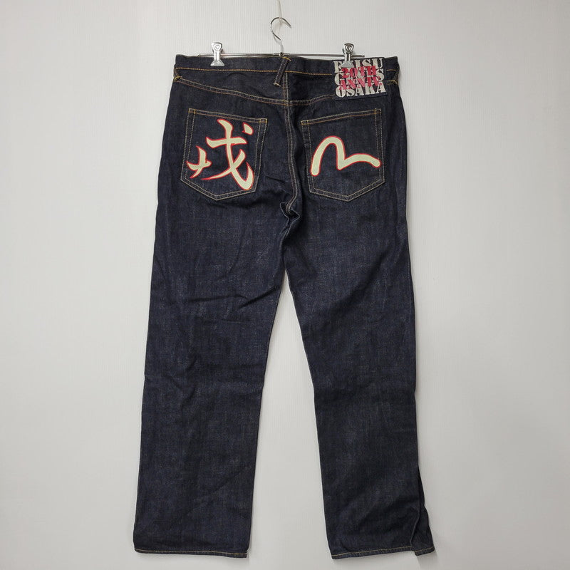 【中古品】【メンズ】 EVISU エヴィス 20TH ANNIVERSARY DENIM PANTS デニムパンツ 戒×カモメ 刺繍 ジーンズ ボトムス 156-260225-as-09-izu サイズ：40 カラー：インディゴ 万代Net店