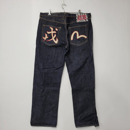 【中古品】【メンズ】 EVISU エヴィス 20TH ANNIVERSARY DENIM PANTS デニムパンツ 戒×カモメ 刺繍 ジーンズ ボトムス 156-260225-as-09-izu サイズ：40 カラー：インディゴ 万代Net店