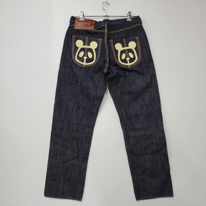 【中古品】【メンズ】 YAMANE ヤマネ PRINT DENIM PANTS C86RR プリント デニムパンツ パンダ ジーンズ ボトムス 156-260225-as-08-izu サイズ：36×33 カラー：インディゴ 万代Net店