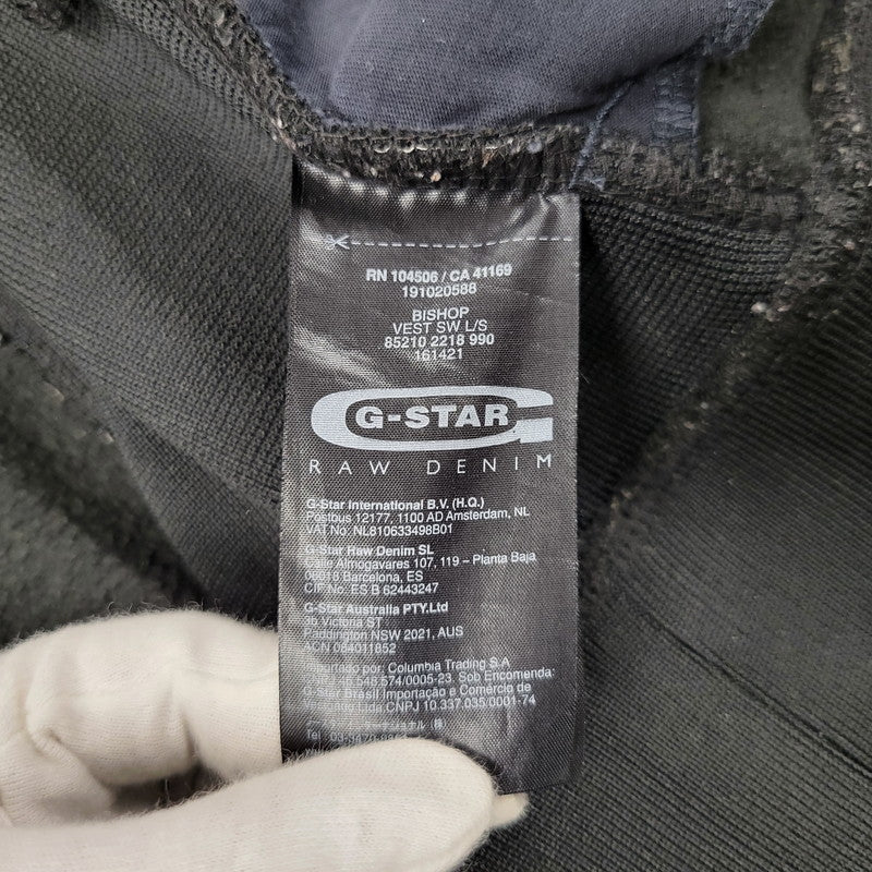 【中古品】【メンズ】 G-STAR RAW ジースター ロゥ BISHOP VEST ビショップ ベスト SW L/S ロングスリーブ 素材切替 ブルゾン アウター 141-260302-ya-13-izu サイズ：L カラー：BLACK 万代Net店
