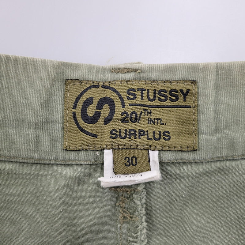 【現状渡し品】【メンズ】 OLD STUSSY オールドステューシー 20TH INTL SURPLUS DOUBLE POCKET CARGO PANTS ダブルポケット カーゴパンツ USA製 153-260225-as-03-izu サイズ：30 カラー：グリーン系 万代Net店