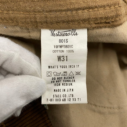 【現状渡し品】【メンズ】 WESTOVERALLS ウエストオーバーオールズ 19FWPT801C 801S CORDUROY PANTS コーデュロイ パンツ ボトムス ズボン 156-260304-cs-27-izu サイズ：W31 カラー：ブラウン 万代Net店