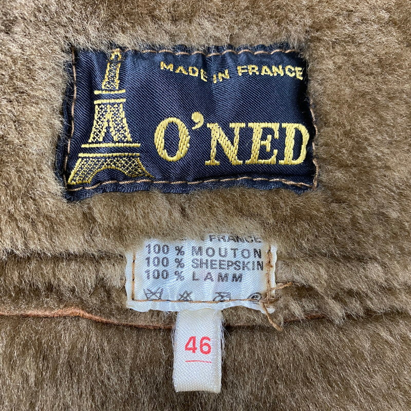 【現状渡し品】【メンズ】 O'NED オーネッド フランス製 SHEEPSKIN MOUTON COAT シープスキン ムートンコート アウター 146-260225-cs-03-izu サイズ：46 カラー：ブラウン 万代Net店