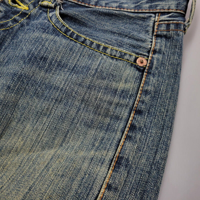 【中古品】【メンズ】 CO LU BACK PRINT BUTTON FLY DENIM PANTSバックプリント ボタンフライ デニムパンツ ズボン ボトムス 157-260303-ya-22-izu サイズ：S カラー：インディゴ 万代Net店