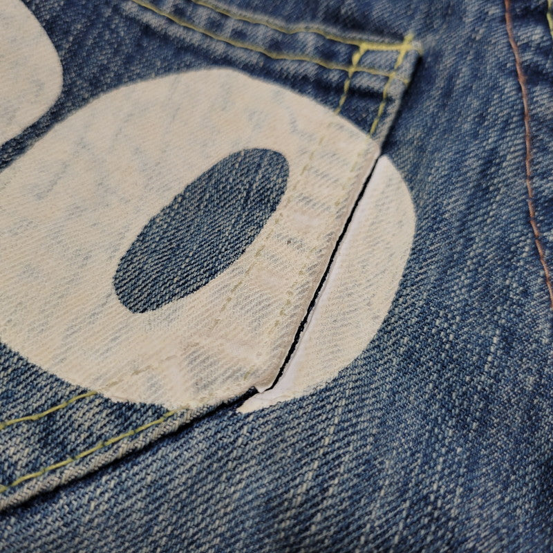 【中古品】【メンズ】 CO LU BACK PRINT BUTTON FLY DENIM PANTSバックプリント ボタンフライ デニムパンツ ズボン ボトムス 157-260303-ya-22-izu サイズ：S カラー：インディゴ 万代Net店