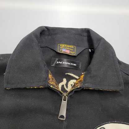 【中古品】【メンズ】 VANSON バンソン × JACKROSE ジャックローズ BACK CROSS SCULL ZIPUP JACKET バック クロス スカル ジップアップ ジャケット アウター 145-260226-ya-16-izu サイズ：M カラー：BLACK 万代Net店