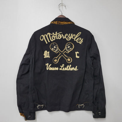 【中古品】【メンズ】 VANSON バンソン × JACKROSE ジャックローズ BACK CROSS SCULL ZIPUP JACKET バック クロス スカル ジップアップ ジャケット アウター 145-260226-ya-16-izu サイズ：M カラー：BLACK 万代Net店