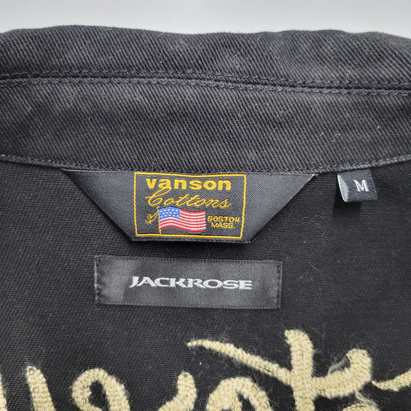 【中古品】【メンズ】 VANSON バンソン × JACKROSE ジャックローズ BACK CROSS SCULL ZIPUP JACKET バック クロス スカル ジップアップ ジャケット アウター 145-260226-ya-16-izu サイズ：M カラー：BLACK 万代Net店