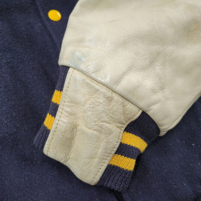 【現状渡し品】【メンズ】 Golden Bear ゴールデンベア STADIUM JACKET スタジアム ジャケット アウター 146-260227-kh-02-izu サイズ：M カラー：ネイビー×アイボリー 万代Net店