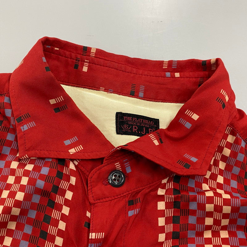【中古品】【メンズ】 RAYON SQUARE BORDER SHIRT レーヨン スクエア ボーダー シャツ トップス 長袖 145-260304-cs-18-izu サイズ：M カラー：レッド 万代Net店