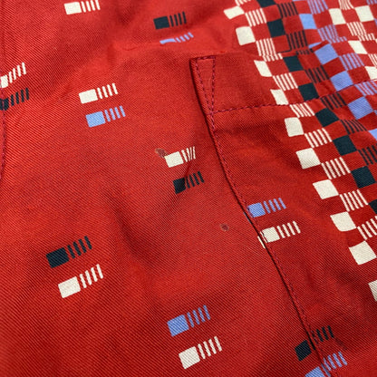 【中古品】【メンズ】 RAYON SQUARE BORDER SHIRT レーヨン スクエア ボーダー シャツ トップス 長袖 145-260304-cs-18-izu サイズ：M カラー：レッド 万代Net店