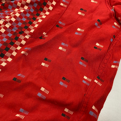 【中古品】【メンズ】 RAYON SQUARE BORDER SHIRT レーヨン スクエア ボーダー シャツ トップス 長袖 145-260304-cs-18-izu サイズ：M カラー：レッド 万代Net店