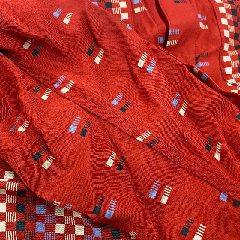 【中古品】【メンズ】 RAYON SQUARE BORDER SHIRT レーヨン スクエア ボーダー シャツ トップス 長袖 145-260304-cs-18-izu サイズ：M カラー：レッド 万代Net店