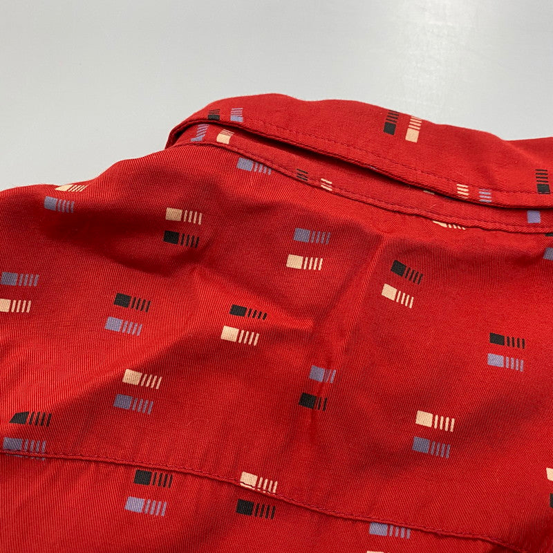 【中古品】【メンズ】 RAYON SQUARE BORDER SHIRT レーヨン スクエア ボーダー シャツ トップス 長袖 145-260304-cs-18-izu サイズ：M カラー：レッド 万代Net店