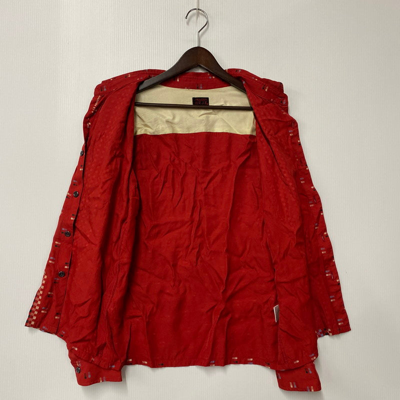 【中古品】【メンズ】 RAYON SQUARE BORDER SHIRT レーヨン スクエア ボーダー シャツ トップス 長袖 145-260304-cs-18-izu サイズ：M カラー：レッド 万代Net店