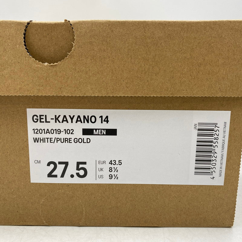 【中古美品】【メンズ】 1201A019 GEL-KAYANO 14 ゲル カヤノ スニーカー シューズ 靴 162-260227-cs-01-izu サイズ：27.5cm カラー：WHITE/PURE GOLD 万代Net店