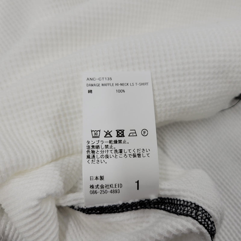 【中古美品】【メンズ】 ANCELLM アンセルム ANC-CT135 DAMAGE WAFFLE HI-NECK LS T-SHIRT ダメージ ワッフル ハイネック ロングスリーブ Tシャツ トップス 140-260227-kh-05-izu サイズ：1 カラー：ホワイト 万代Net店