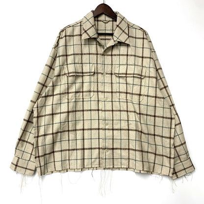 【中古美品】【メンズ】 LQUARTET エルカルテット 50S COLLAR CRAFTSMAN SHIRT LQ25FW-LS-006 カラー クラフトマン シャツ チェック 長袖 140-260227-as-04-izu サイズ：L カラー：ベージュ系 万代Net店