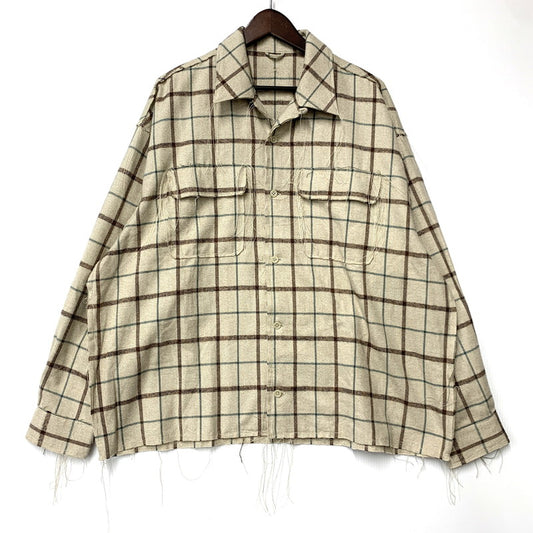 【中古美品】【メンズ】 LQUARTET エルカルテット 50S COLLAR CRAFTSMAN SHIRT LQ25FW-LS-006 カラー クラフトマン シャツ チェック 長袖 140-260227-as-04-izu サイズ：L カラー：ベージュ系 万代Net店