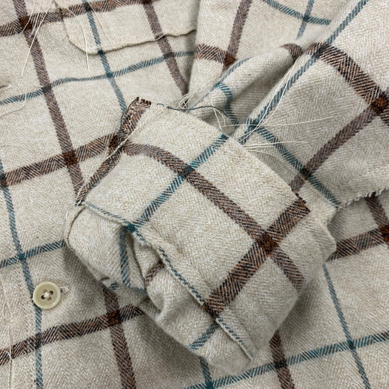 【中古美品】【メンズ】 LQUARTET エルカルテット 50S COLLAR CRAFTSMAN SHIRT LQ25FW-LS-006 カラー クラフトマン シャツ チェック 長袖 140-260227-as-04-izu サイズ：L カラー：ベージュ系 万代Net店
