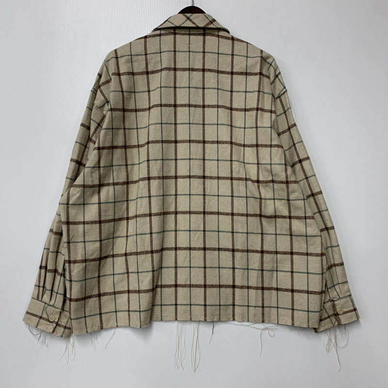 【中古美品】【メンズ】 LQUARTET エルカルテット 50S COLLAR CRAFTSMAN SHIRT LQ25FW-LS-006 カラー クラフトマン シャツ チェック 長袖 140-260227-as-04-izu サイズ：L カラー：ベージュ系 万代Net店