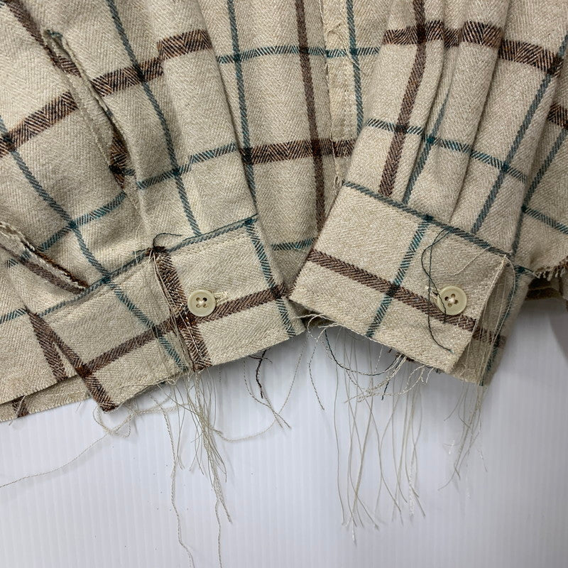 【中古美品】【メンズ】 LQUARTET エルカルテット 50S COLLAR CRAFTSMAN SHIRT LQ25FW-LS-006 カラー クラフトマン シャツ チェック 長袖 140-260227-as-04-izu サイズ：L カラー：ベージュ系 万代Net店