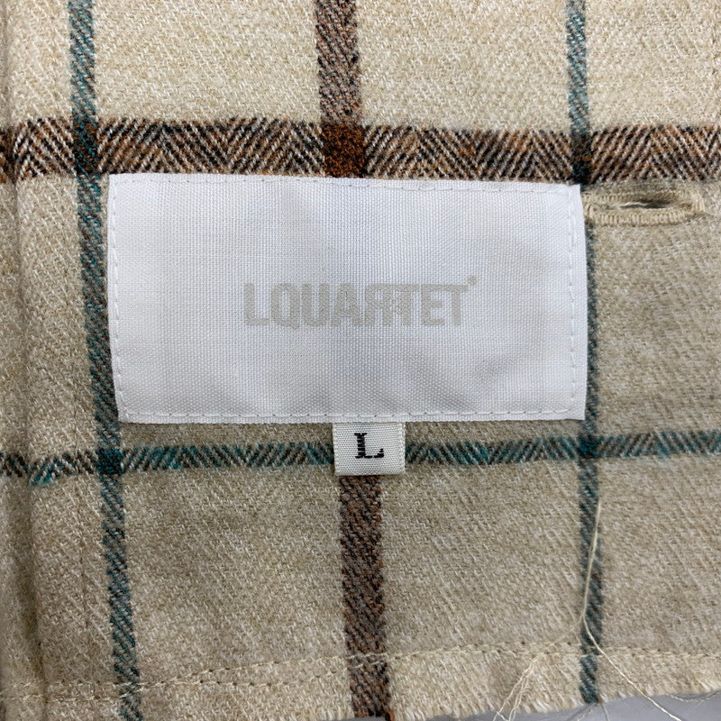 【中古美品】【メンズ】 LQUARTET エルカルテット 50S COLLAR CRAFTSMAN SHIRT LQ25FW-LS-006 カラー クラフトマン シャツ チェック 長袖 140-260227-as-04-izu サイズ：L カラー：ベージュ系 万代Net店