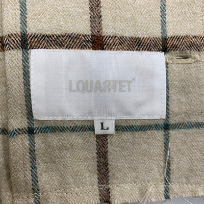 【中古美品】【メンズ】 LQUARTET エルカルテット 50S COLLAR CRAFTSMAN SHIRT LQ25FW-LS-006 カラー クラフトマン シャツ チェック 長袖 140-260227-as-04-izu サイズ：L カラー：ベージュ系 万代Net店