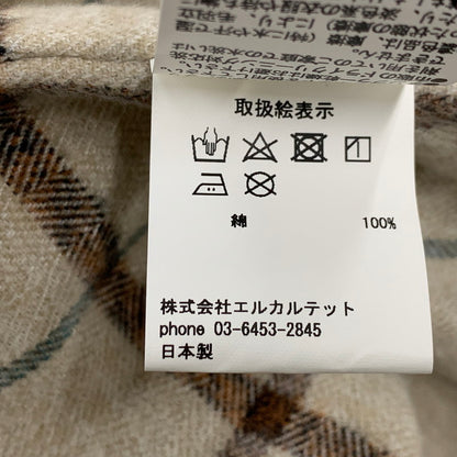 【中古美品】【メンズ】 LQUARTET エルカルテット 50S COLLAR CRAFTSMAN SHIRT LQ25FW-LS-006 カラー クラフトマン シャツ チェック 長袖 140-260227-as-04-izu サイズ：L カラー：ベージュ系 万代Net店
