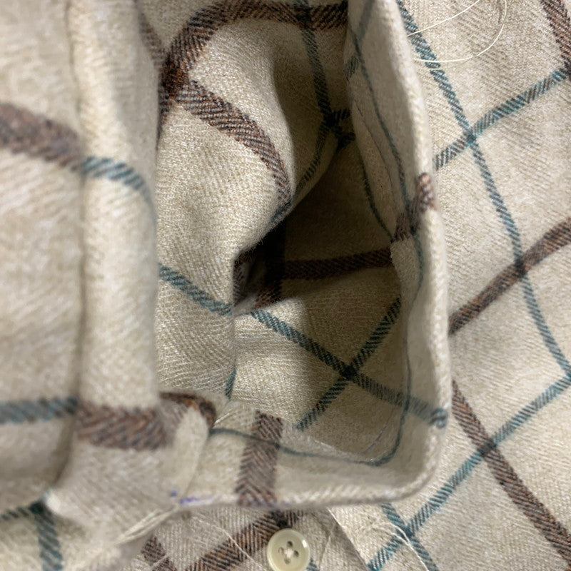 【中古美品】【メンズ】 LQUARTET エルカルテット 50S COLLAR CRAFTSMAN SHIRT LQ25FW-LS-006 カラー クラフトマン シャツ チェック 長袖 140-260227-as-04-izu サイズ：L カラー：ベージュ系 万代Net店