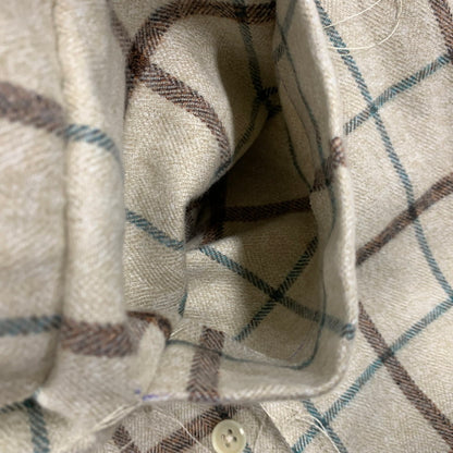 【中古美品】【メンズ】 LQUARTET エルカルテット 50S COLLAR CRAFTSMAN SHIRT LQ25FW-LS-006 カラー クラフトマン シャツ チェック 長袖 140-260227-as-04-izu サイズ：L カラー：ベージュ系 万代Net店