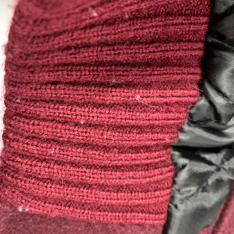 【中古品】【メンズ】 HEWITT MFG ヒューイット エムエフジー × BACKDROP バックドロップ VIN13F-AJ01 別注 USA製 WOOL×LEATHER ウール レザー STADIUM JACKET スタジアム ジャケット アウター 145-260228-ya-11-izu サイズ：38 カラー：ワインレッド×ベージュ 万代Net店