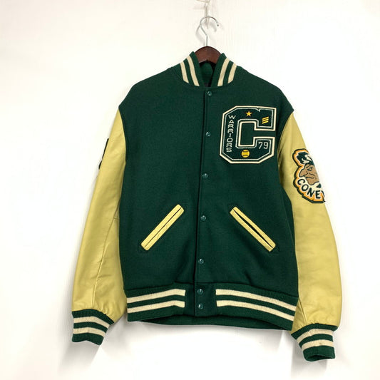 【中古品】【メンズ】 C5-E601 ランタグ復刻 USA製 CONEY ISLAND コニー アイランド WOOL×LEATHER ウール レザー STADIUM JACKET スタジアム ジャケット アウター 146-260228-ya-12-izu サイズ：M カラー：グリーン×ベージュ 万代Net店